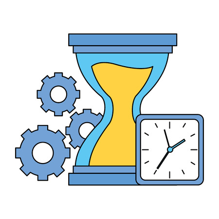 hourglass clock gears time work vector illustrationのイラスト素材