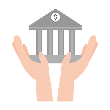 hands holding bank saving online banking vector illustrationのイラスト素材