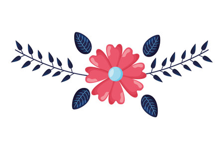 flower branch leaves decoration vector illustration designのイラスト素材
