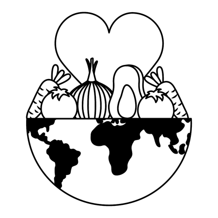 fruit vegetable heart world health day vector illustrationのイラスト素材