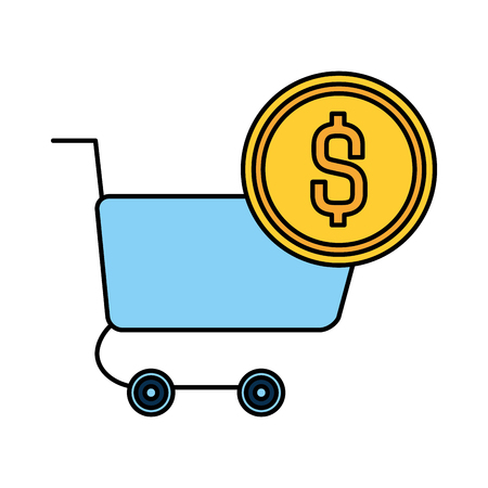 online shopping cart and money vector illustrationのイラスト素材