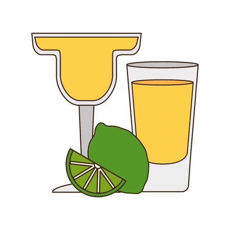 cocktail drink liquor with lime vector illustrationのイラスト素材
