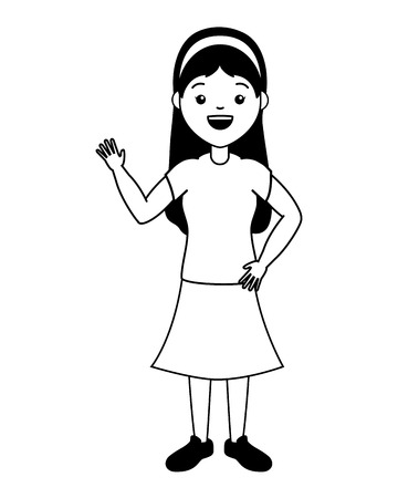 young woman waving hand vector illustration designのイラスト素材