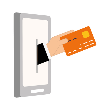 hand mobile bank card online banking vector illustrationのイラスト素材