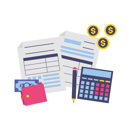 tax payment document calculator wallet money vector illustrationのイラスト素材