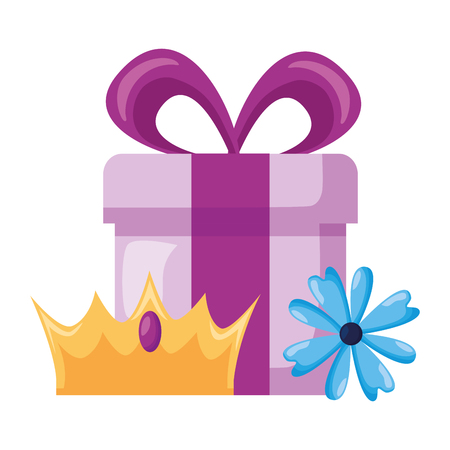 gift box crown flower decoration vector illustrationのイラスト素材