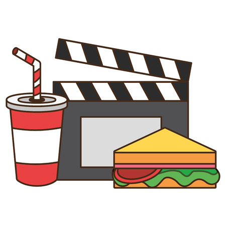 cinema sandwich soda clapboard fast food vector illustration designのイラスト素材