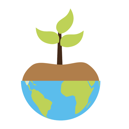 planet with plant earth day card vector illustrationのイラスト素材
