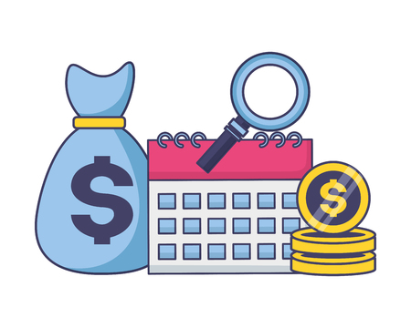 money bag calendar money tax payment vector illustrationのイラスト素材