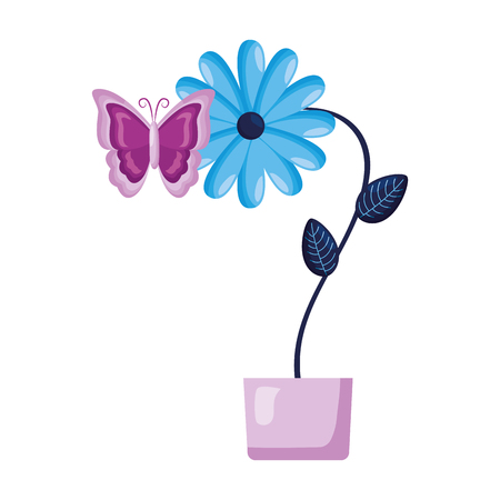 potted flower butterfly decoration vector illustration designのイラスト素材