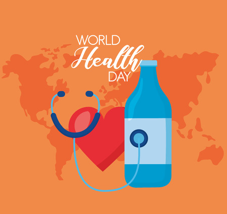 heart stethoscope bottle world health day vector illustrationのイラスト素材