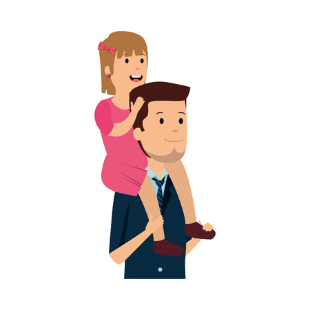 father with daughter characters vector illustration designのイラスト素材