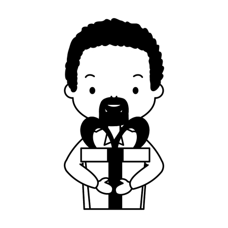 man with gift box - fathers day vector illustration designのイラスト素材