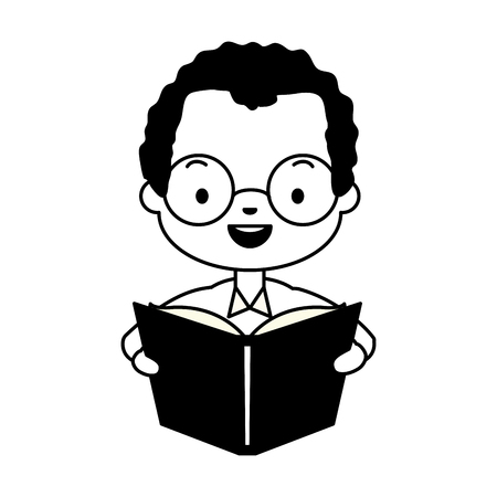 man reading textbook world book day vector illustration designのイラスト素材