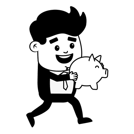 businessman piggy bank online banking vector illustrationのイラスト素材