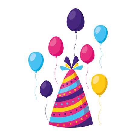 carnival hat party balloons vector illustration designのイラスト素材
