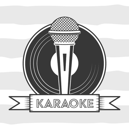 microphone and vinyl karaoke retro style vector illustrationのイラスト素材