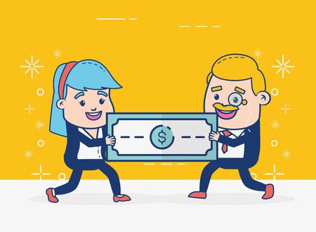 businessman and woman money online banking vector illustrationのイラスト素材
