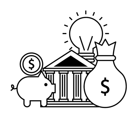 piggy bank money bag business investment vector illustrationのイラスト素材