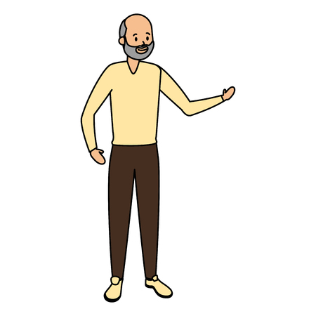 old man character on white background vector illustrationのイラスト素材