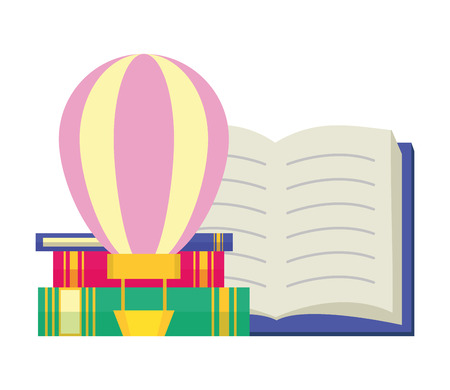 air balloon textbook - world book day vector illustrationのイラスト素材