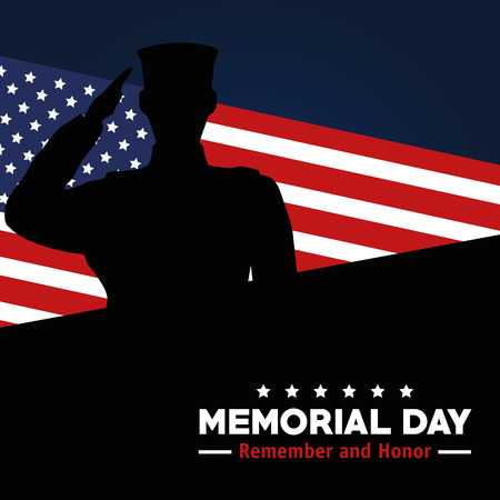 memorial day celebration of soldier with usa flag vector illustrationのイラスト素材