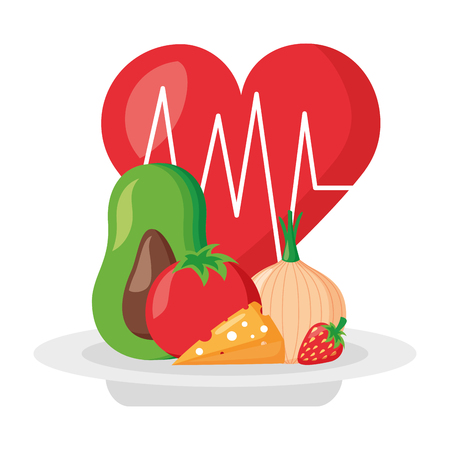 heartbeat food fresh world health day vector illustrationのイラスト素材