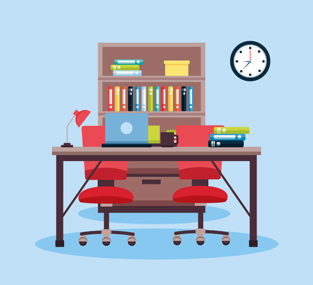 office interior workplace furniture background vector illustration designのイラスト素材