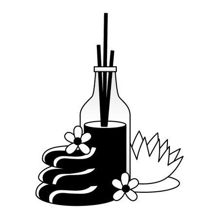 stones aroma sticks flowers spa treatment therapy vector illustrationのイラスト素材