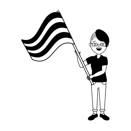 happy woman with flag lgbt pride vector illustrationのイラスト素材