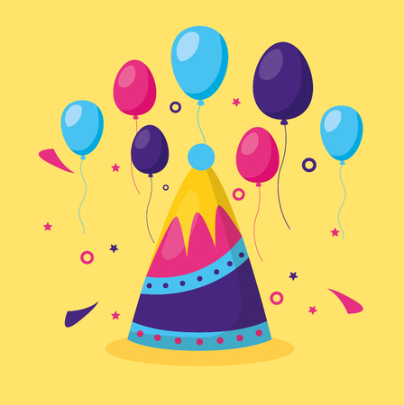 carnival party hat balloons decoration vector illustrationのイラスト素材