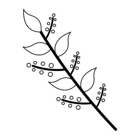 branch leaves berries on white background vector illustration designのイラスト素材
