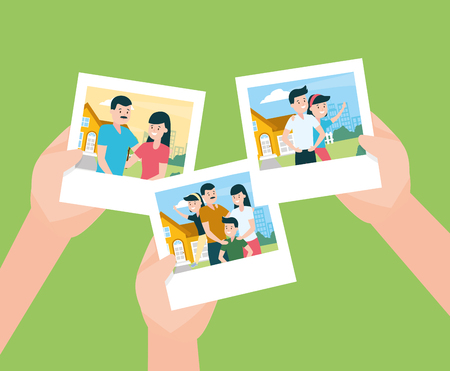 hands with photos familiy day vector illustration designのイラスト素材