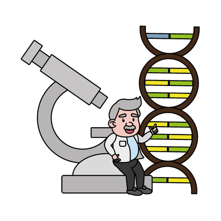 professor science microscope dna molecule vector illustrationのイラスト素材