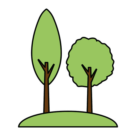 trees forest nature on white background vector illustration designのイラスト素材