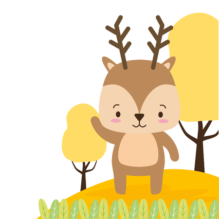 cute deer animal cartoon vector illustration design imageのイラスト素材