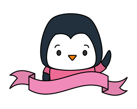 cute penguin sticker cartoon vector illustration designのイラスト素材