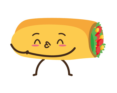 kawaii burrito fast food cartoon vector illustrationのイラスト素材