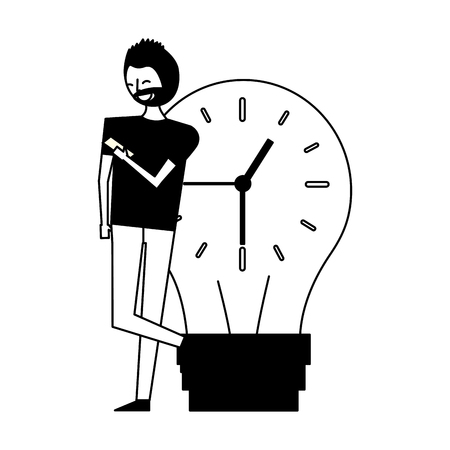 businessman mobile clock bulb time work vector illustrationのイラスト素材