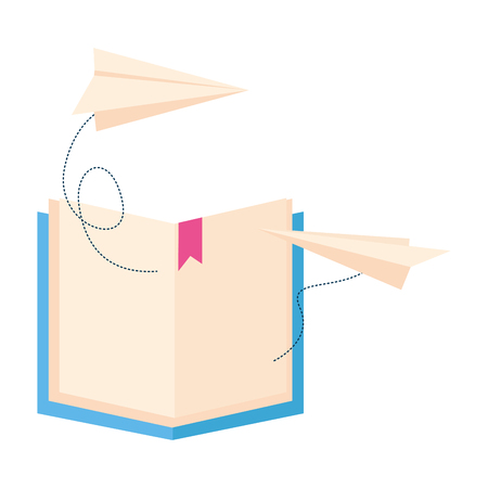 open book with paper plane icon vector illustration designのイラスト素材