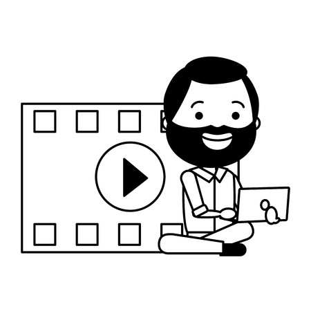 man with movie objects avatar character vector illustration desingのイラスト素材