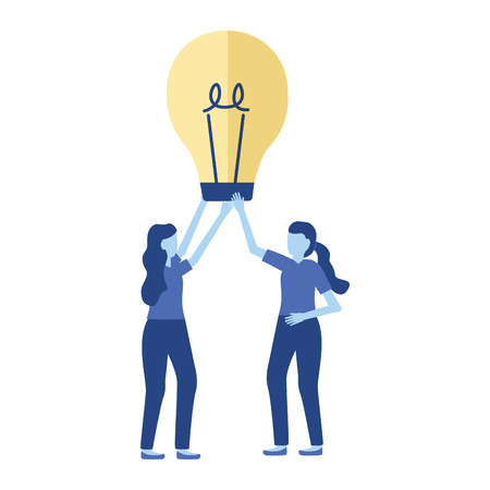 business women with bulb creativity vector illustrationのイラスト素材