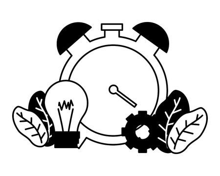 work clock time bulb gearのイラスト素材