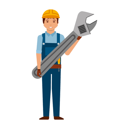 worker man with wrench tool vector illustrationのイラスト素材