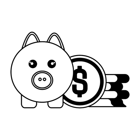 pig with coins isolated icon vector illustration designのイラスト素材