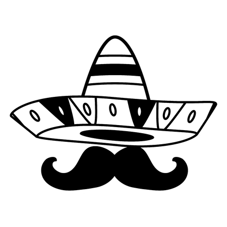 mexican hat with mustache design vector illustrationのイラスト素材