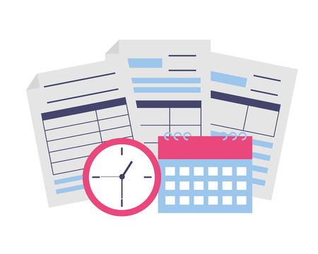 tax payment documents calculator calendar clock vector illustrationのイラスト素材