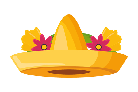 mexican hat traditional flowers on white background vector illustrationのイラスト素材