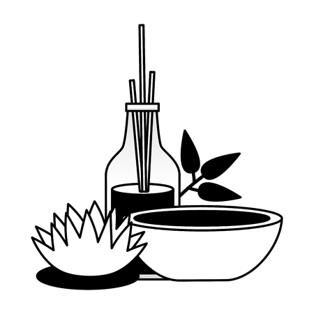 mortar aromatherapy sticks flower spa treatment therapy vector illustrationのイラスト素材