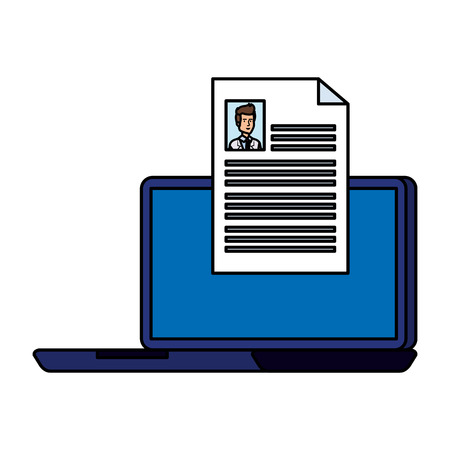 laptop with doctor curriculum vitae document vector illustration designのイラスト素材